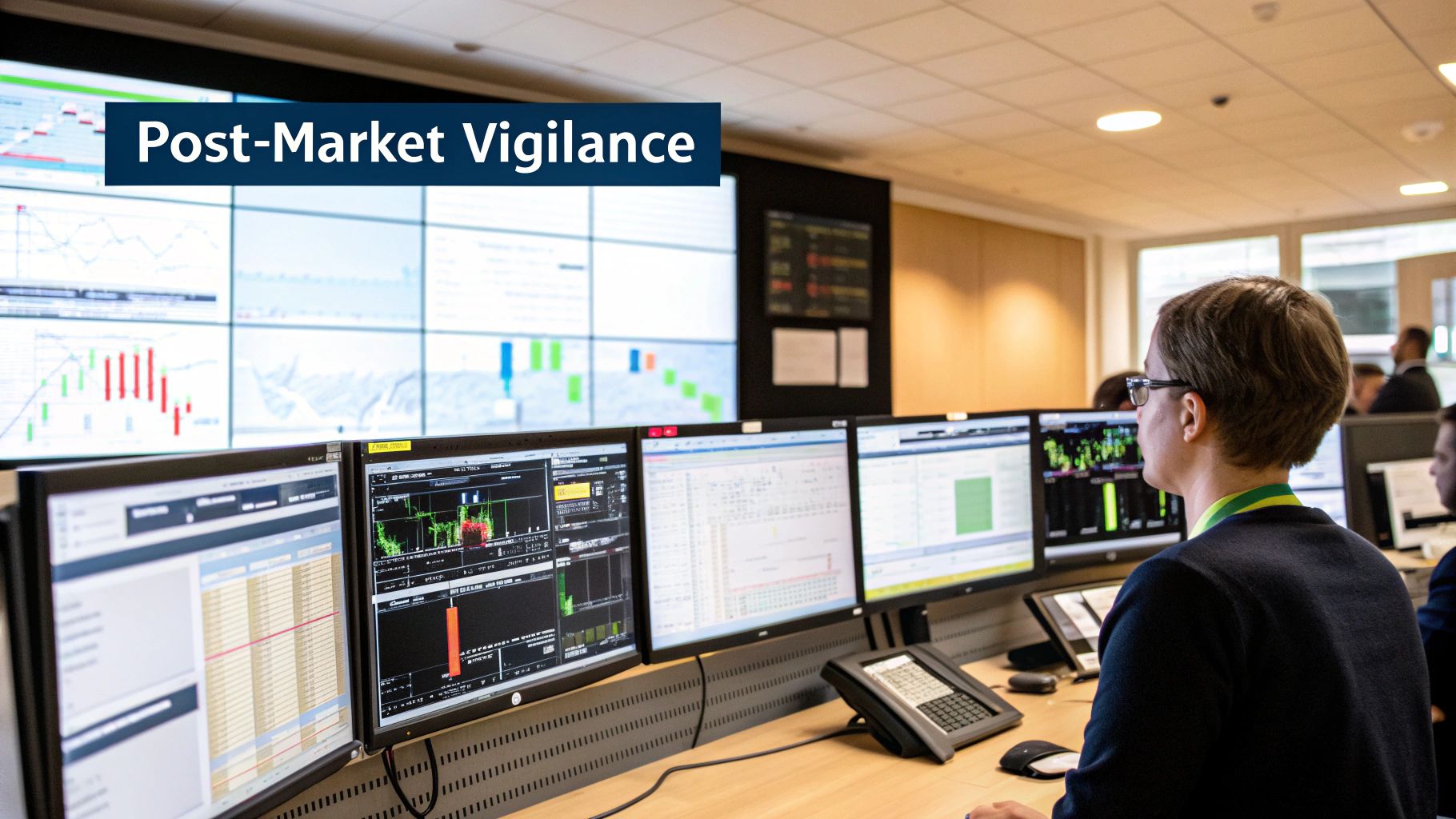 Medical professionals reviewing data on a tablet in a modern clinic setting.