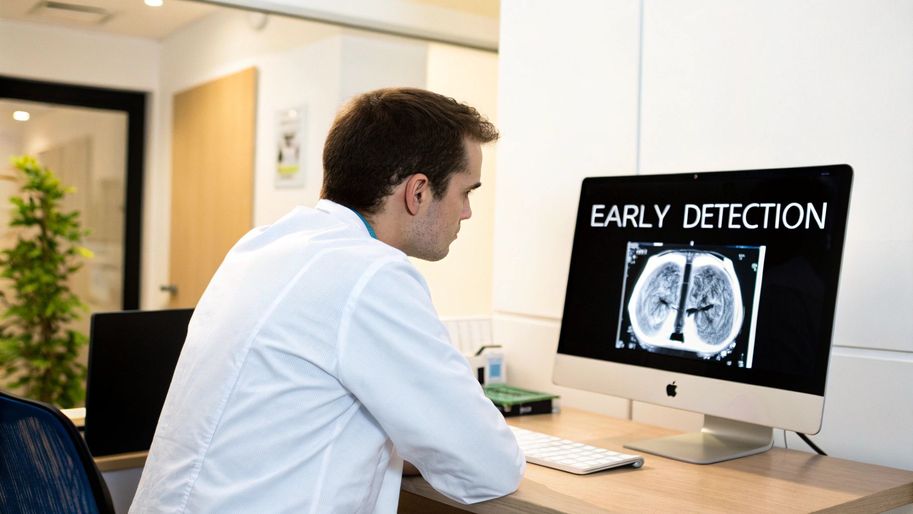 AI analyzing medical scans, representing the new era in diagnostics.