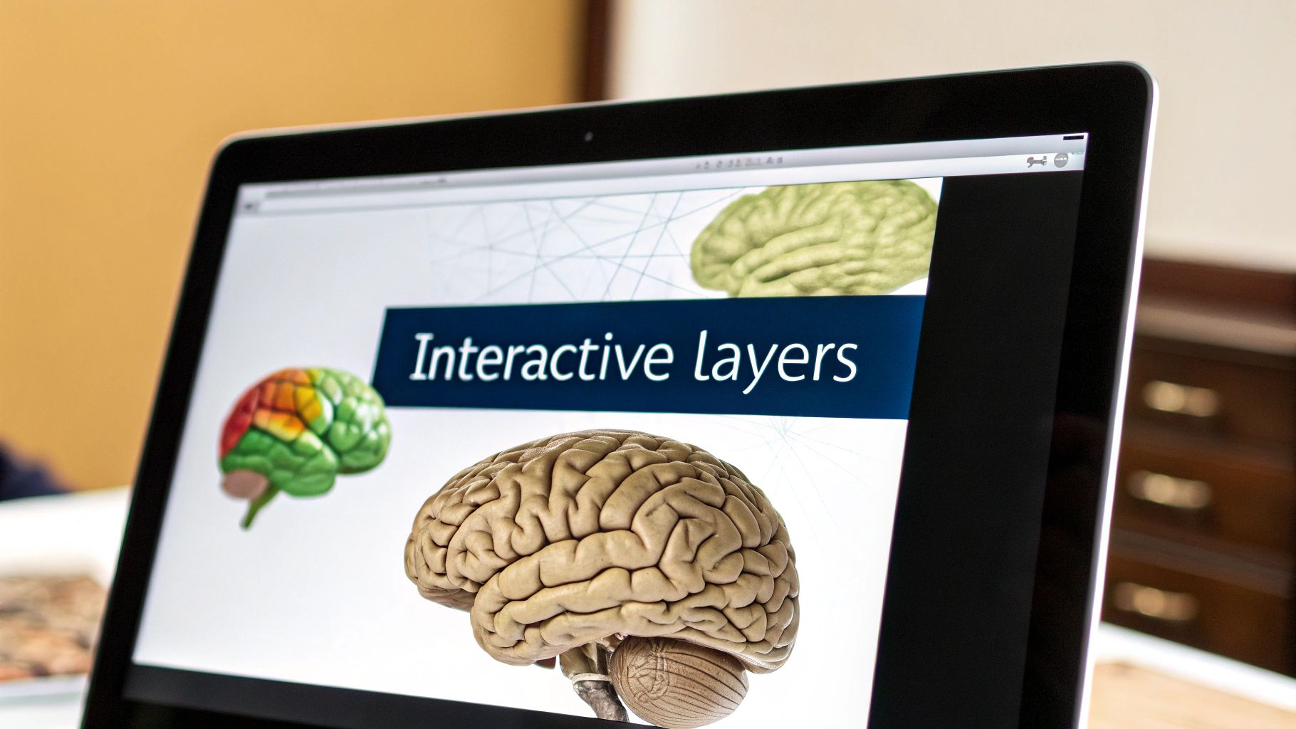 A doctor reviews a complex 3D brain scan on a tablet, illustrating the clinical application of a 3d brain app.
