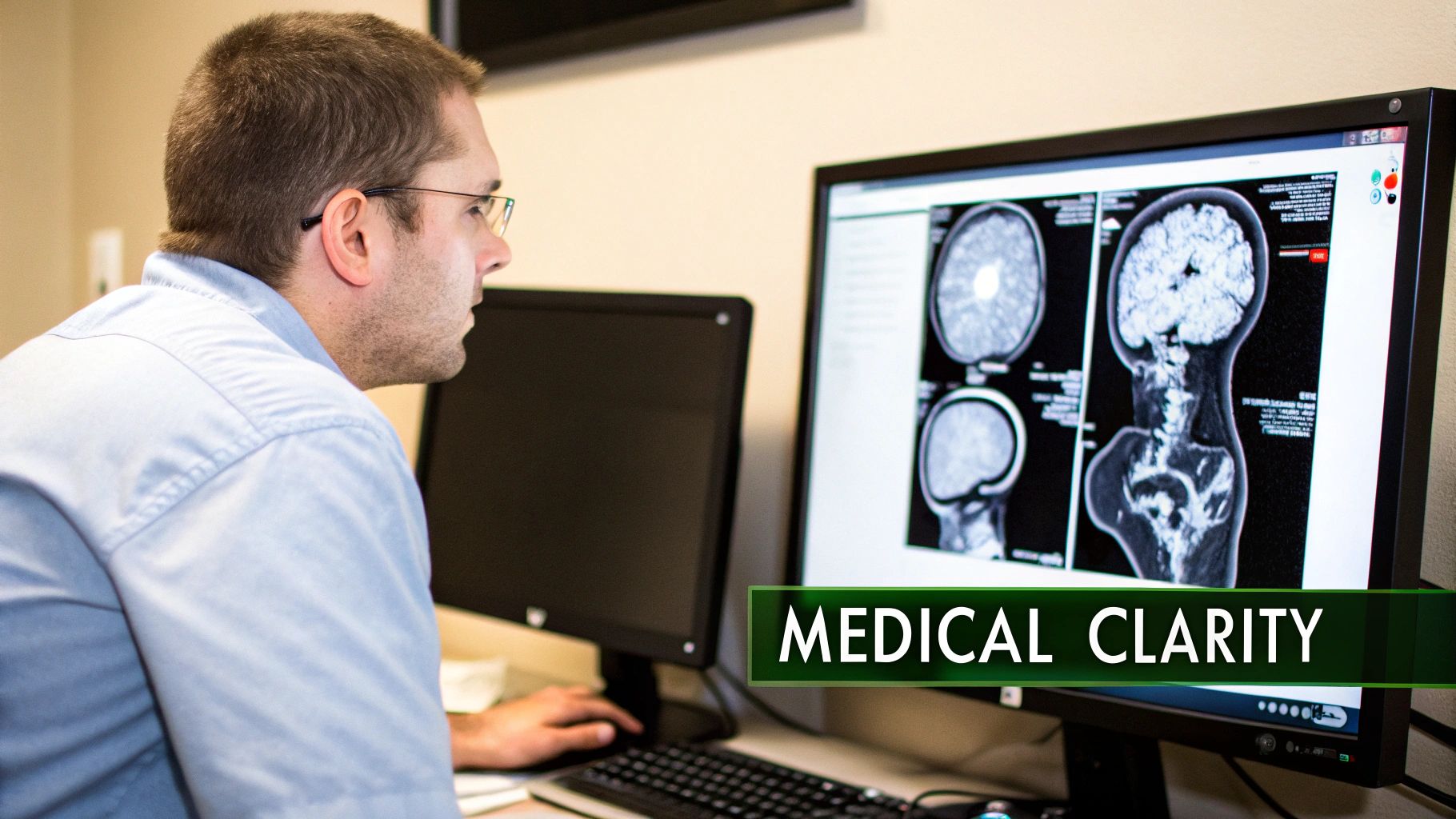 A medical imaging scan, like an MRI or CT, being clarified through a Gaussian smoothing process.