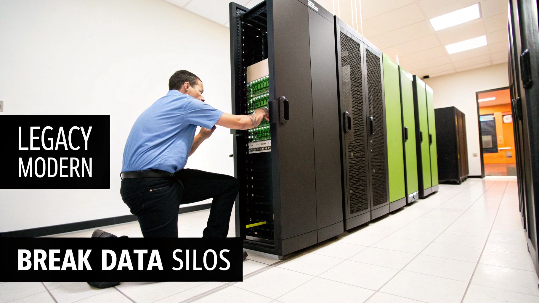 A group of healthcare professionals collaborating around a digital interface, symbolizing the challenge of data exchange.