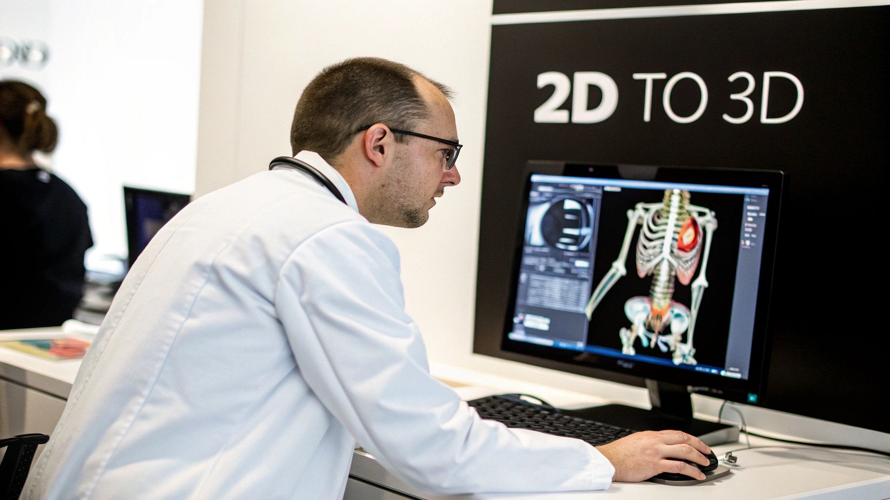 A 3D model of a human heart generated from 2D medical scans