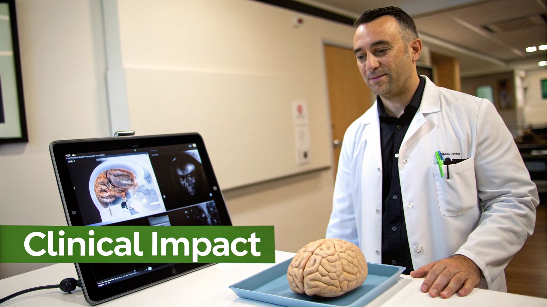 Doctor examining a medical scan on a computer