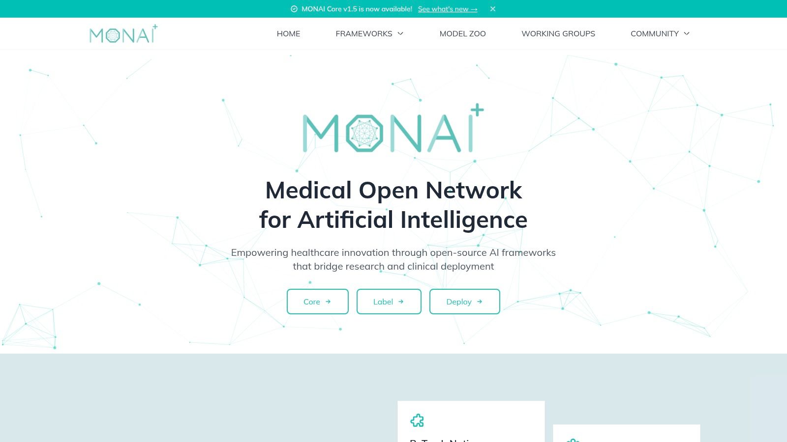 Medical Open Network for AI (MONAI)