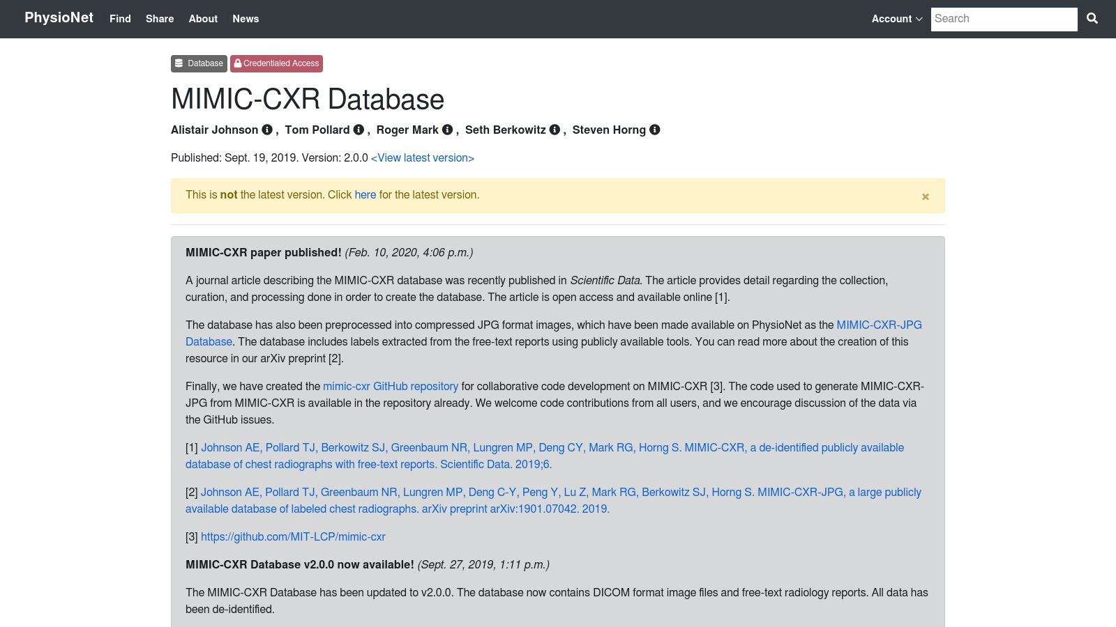 MIMIC-CXR Database