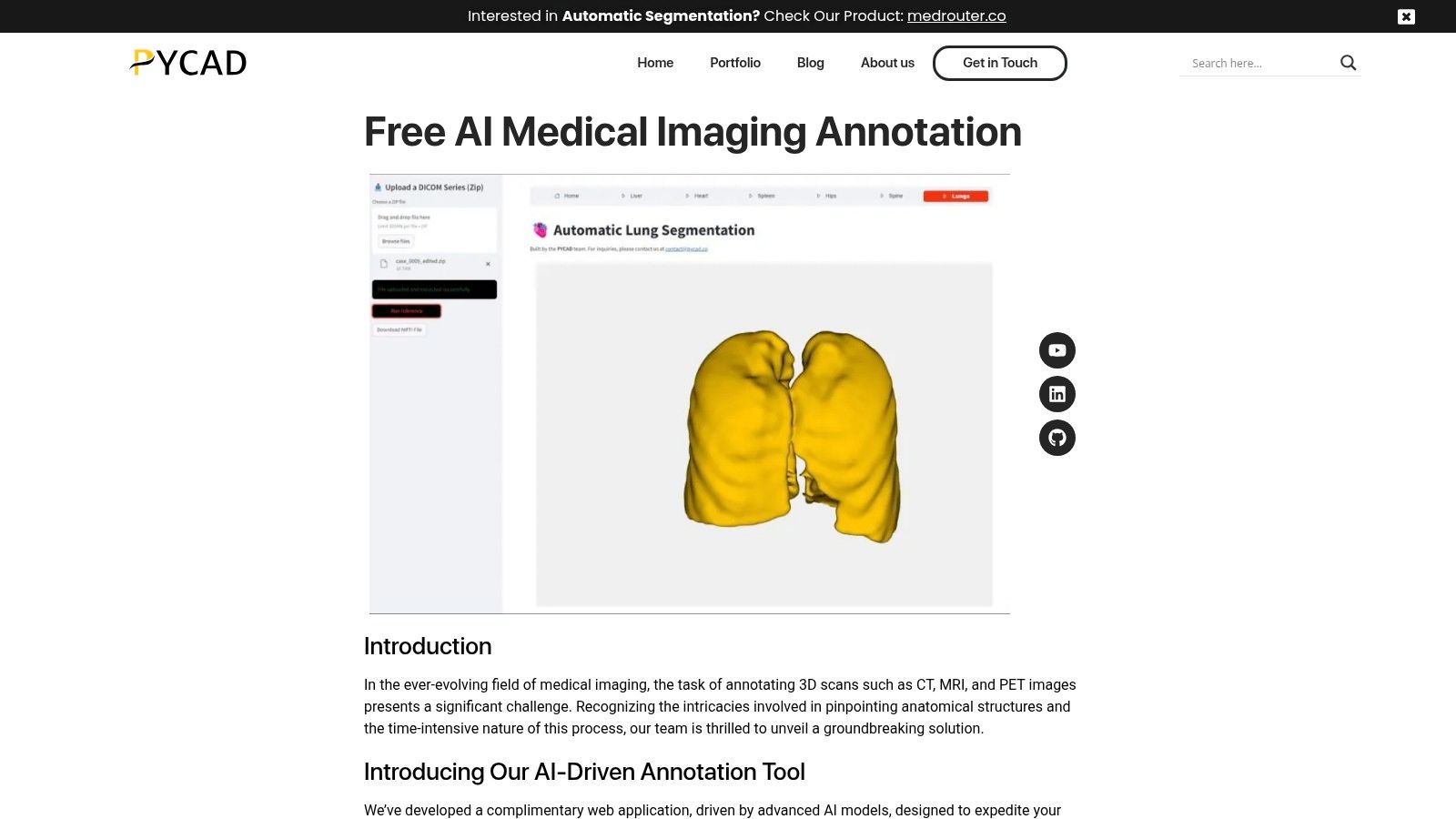 Free AI Medical Imaging Annotation – PYCAD – Your Medical Imaging Partner.