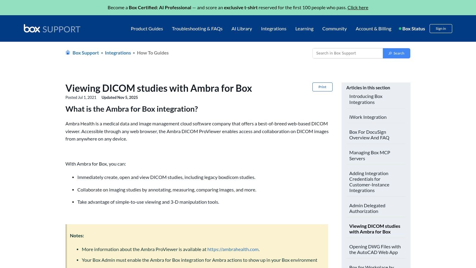 Ambra Health (via Box integration)