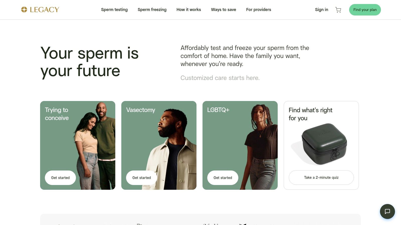 Legacy sperm analysis and freezing kit