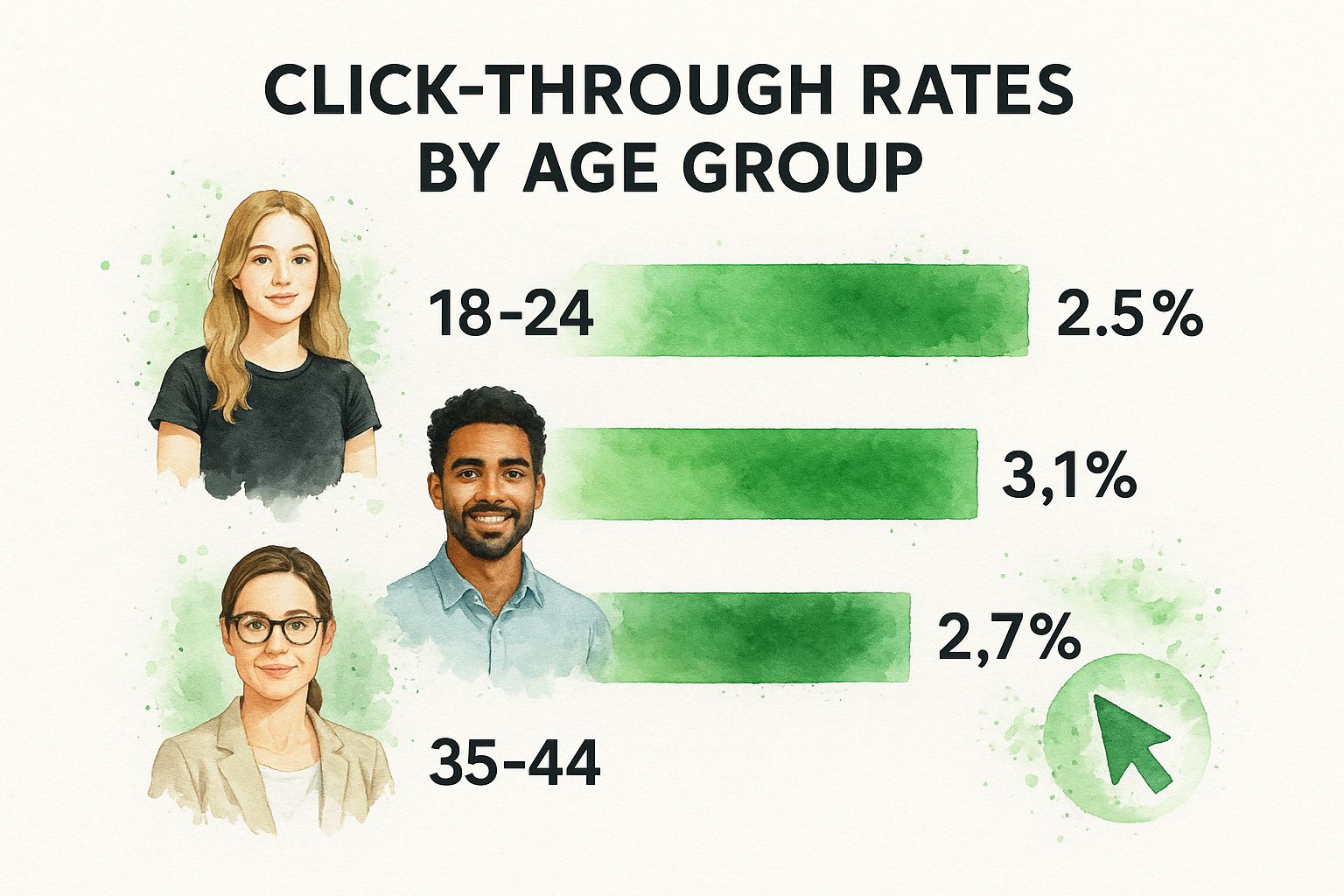 De 25-34 jaar doelgroep klikt het meest op ads in Facebook