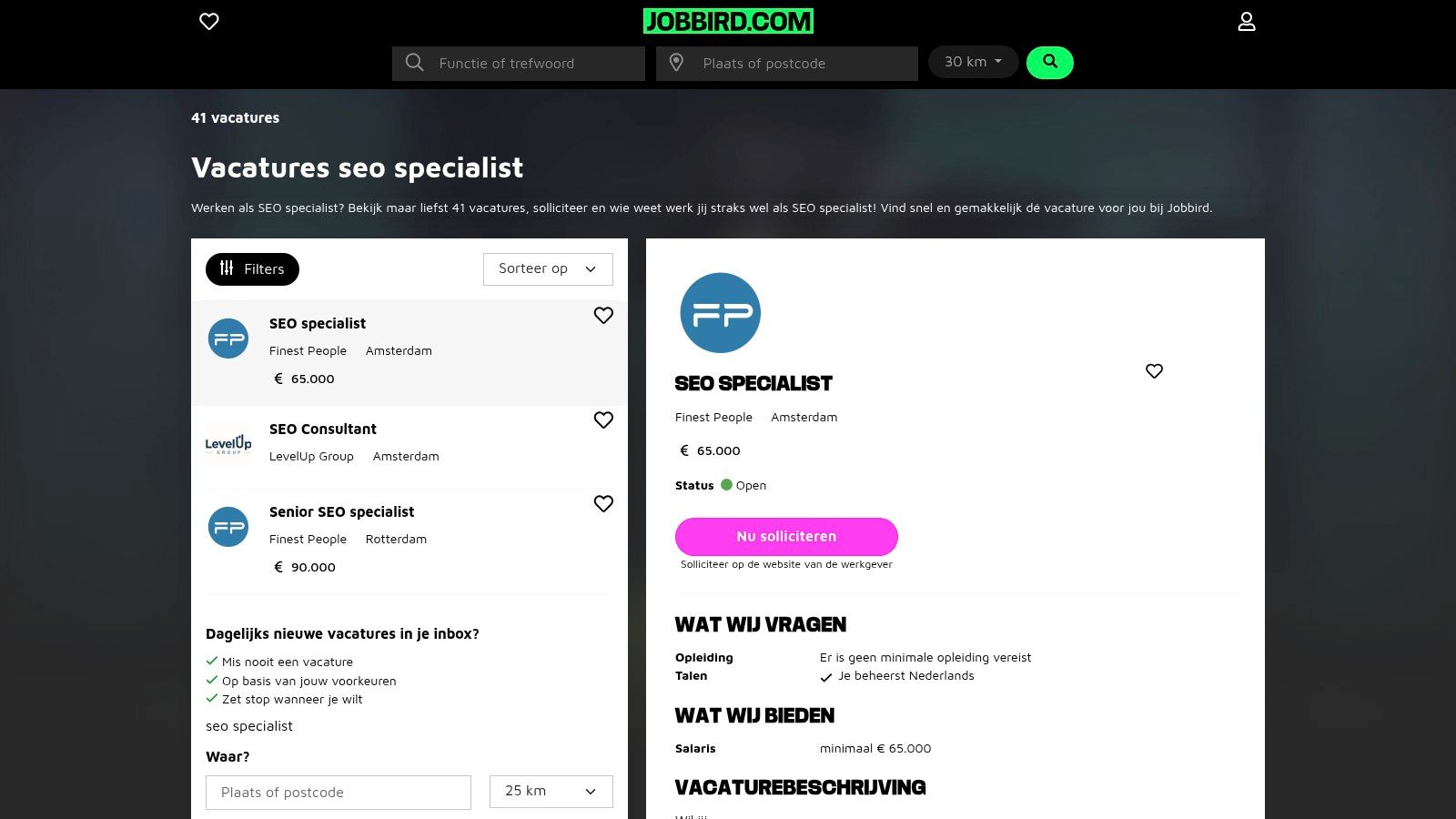 Jobbird is een van de bekendste Nederlandse vacaturebanken.