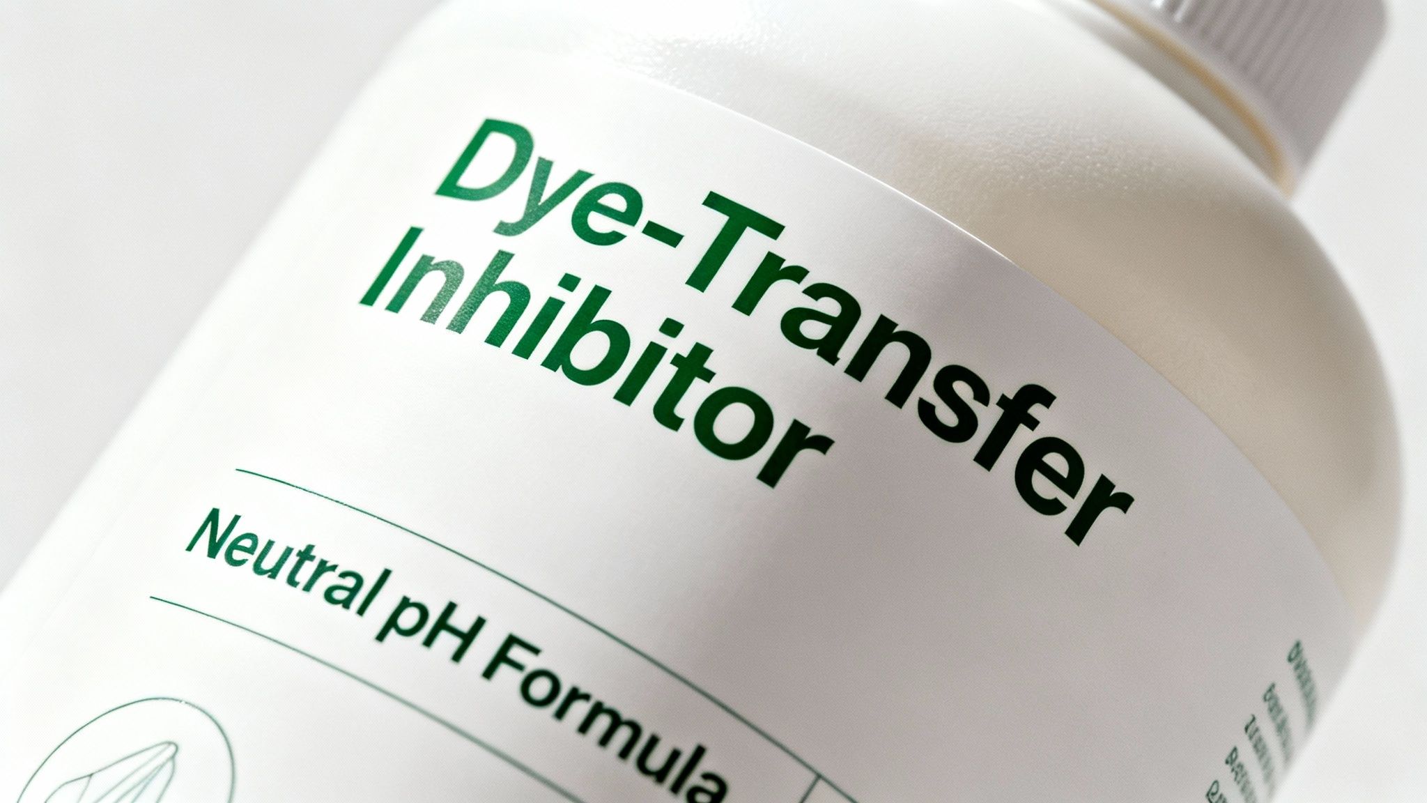 A person closely inspecting the label on a bottle of laundry detergent.