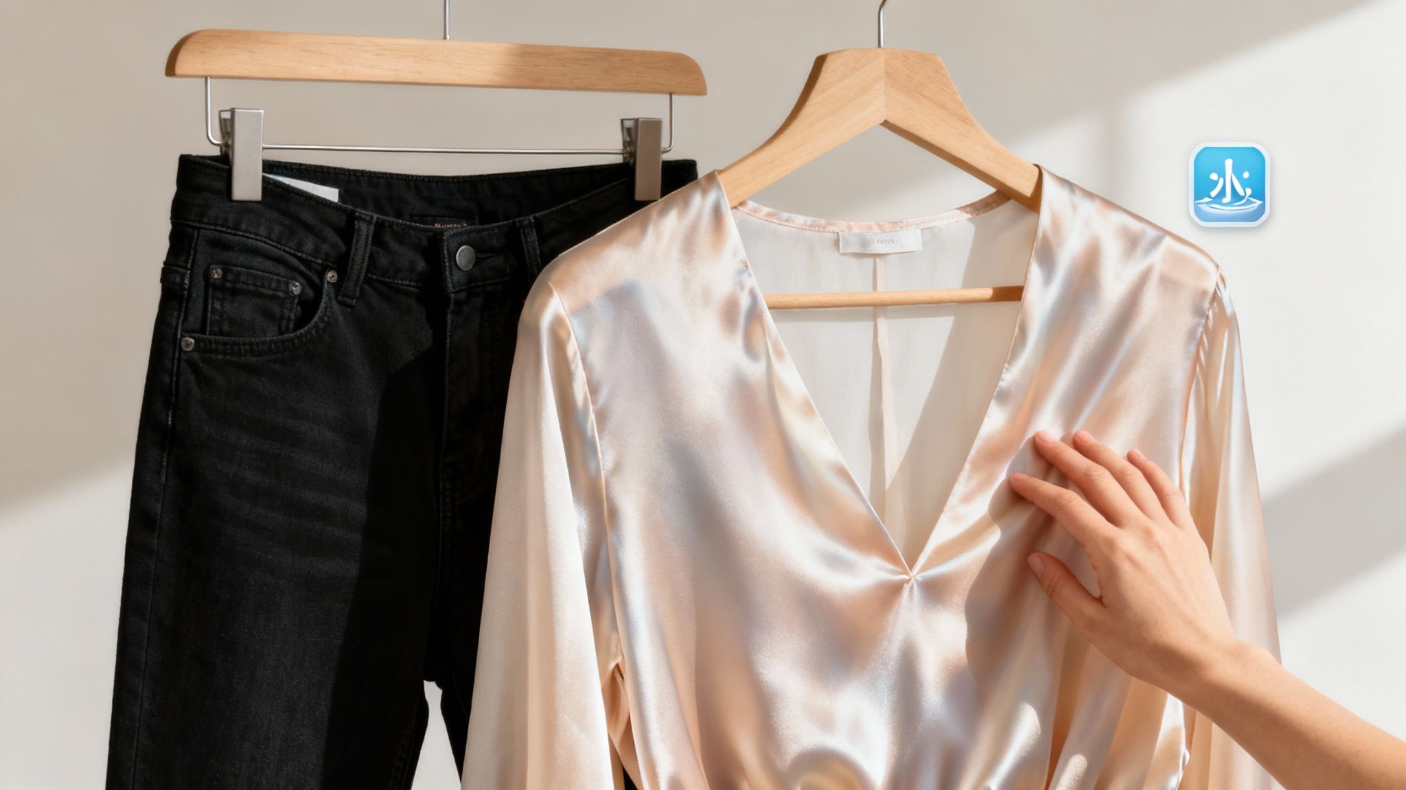 Vibrant, colorful clothes hanging neatly in a closet