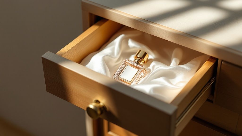 A person applying moisturizing lotion to their arm before spraying perfume.