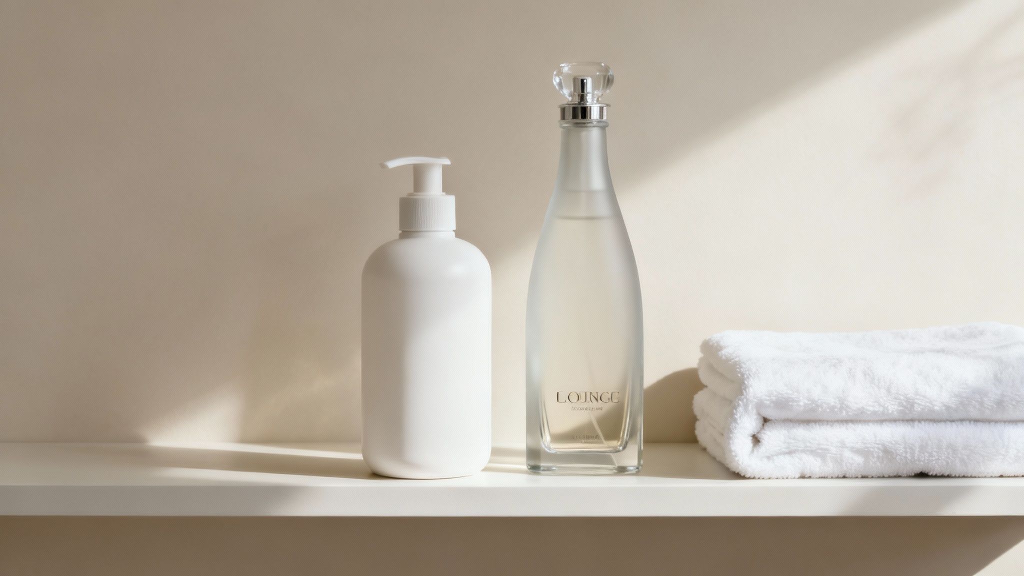 A collection of beautifully designed laundry product bottles arranged artfully.