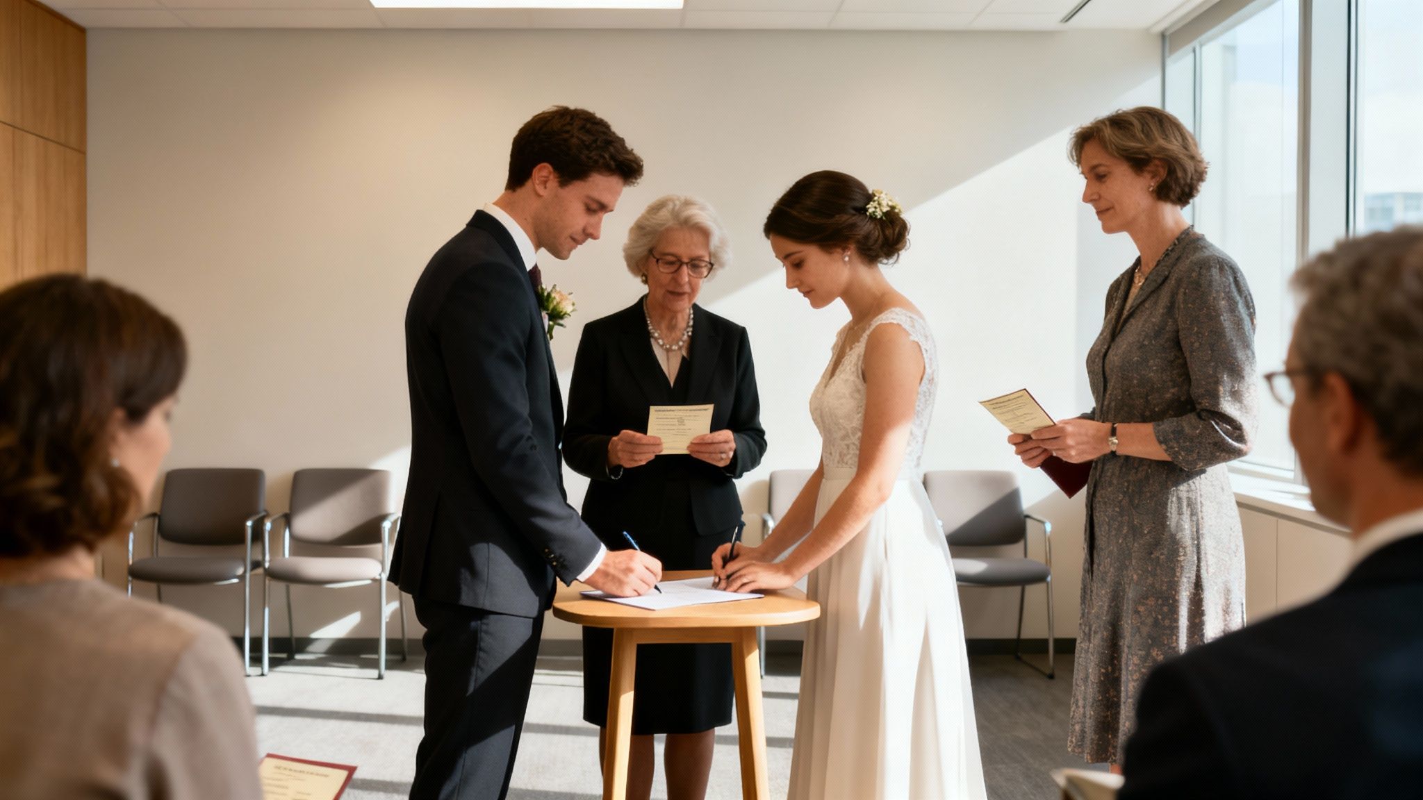 Two gold wedding rings on a white background