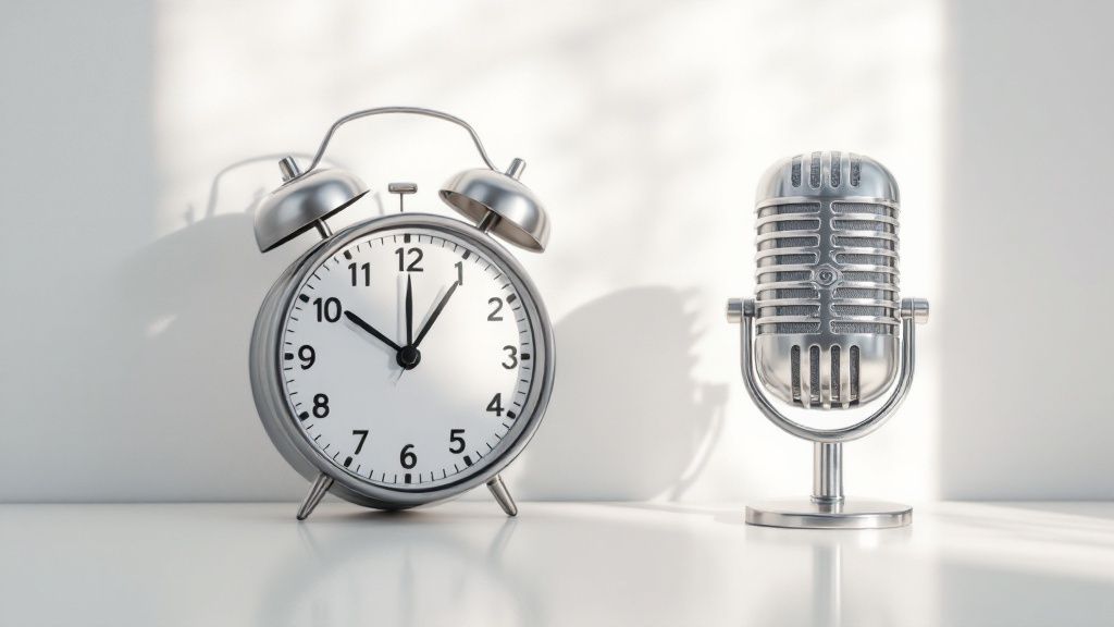 A wedding MC holding a microphone and smiling at the reception.