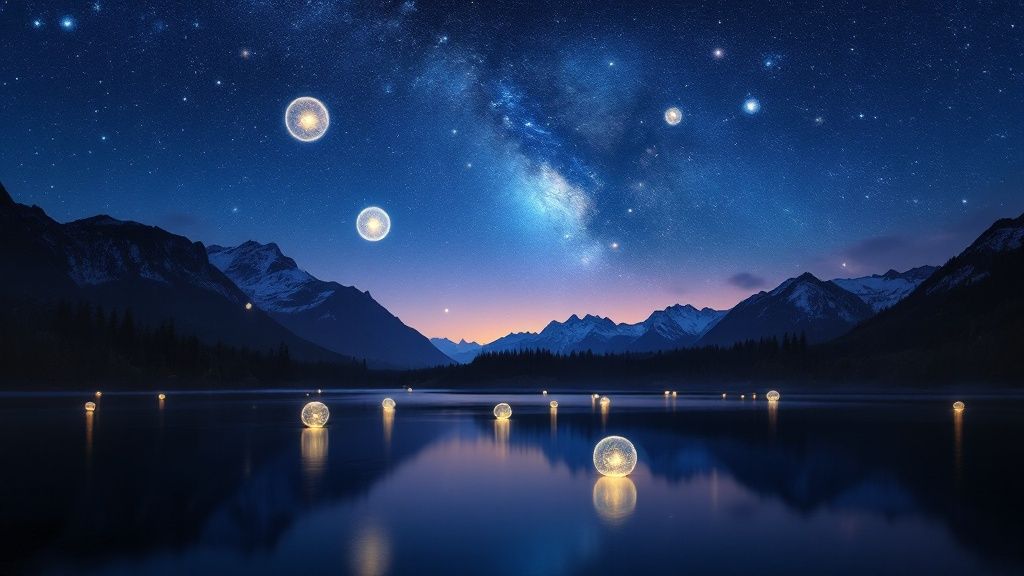 orbs on a lake scene