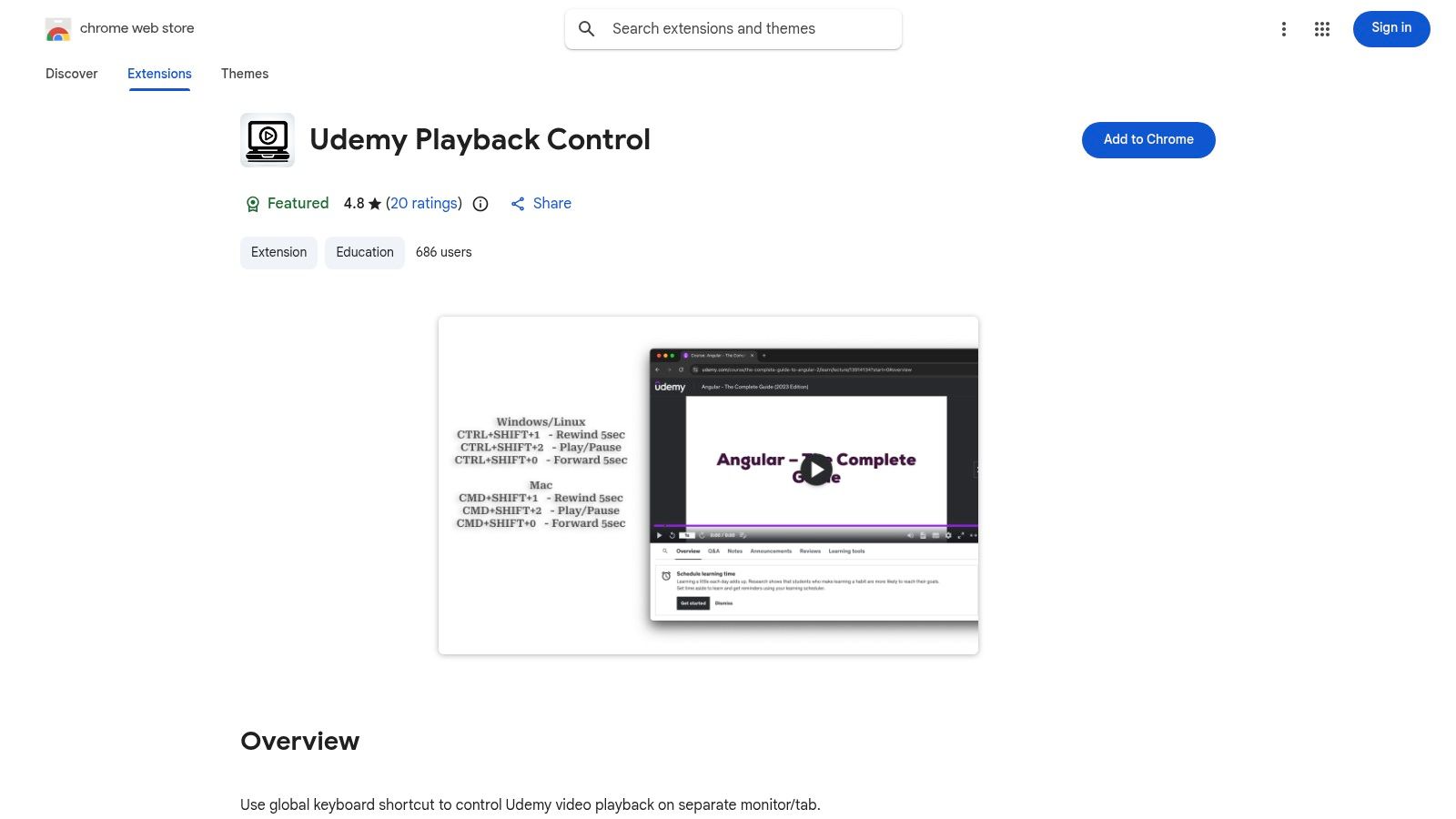 Udemy Playback Control (Chrome Web Store)