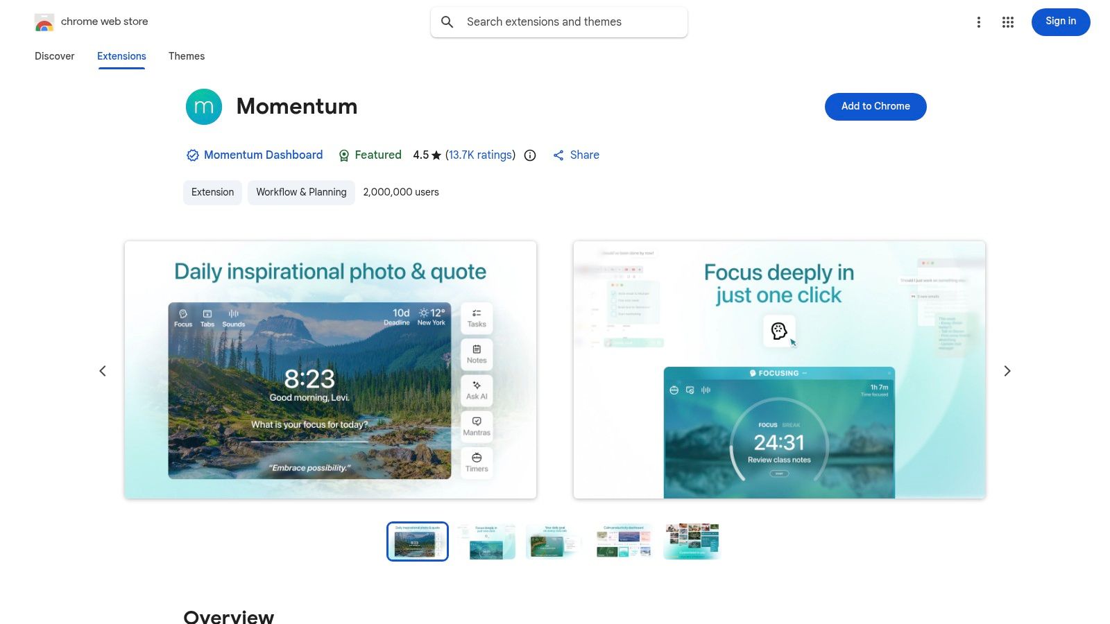 Momentum – New‑Tab Productivity Dashboard
