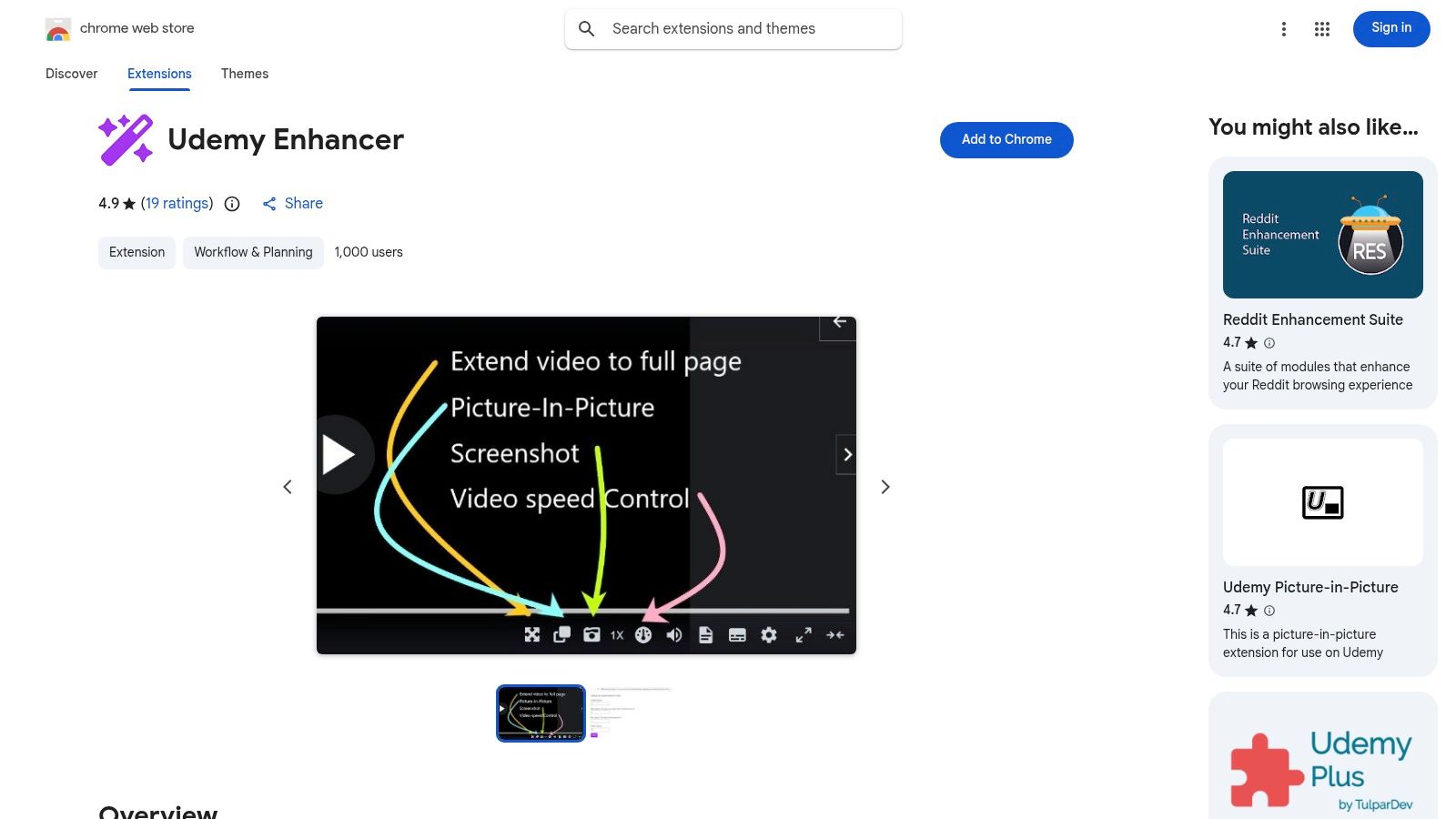 Udemy Enhancer (Chrome Web Store)