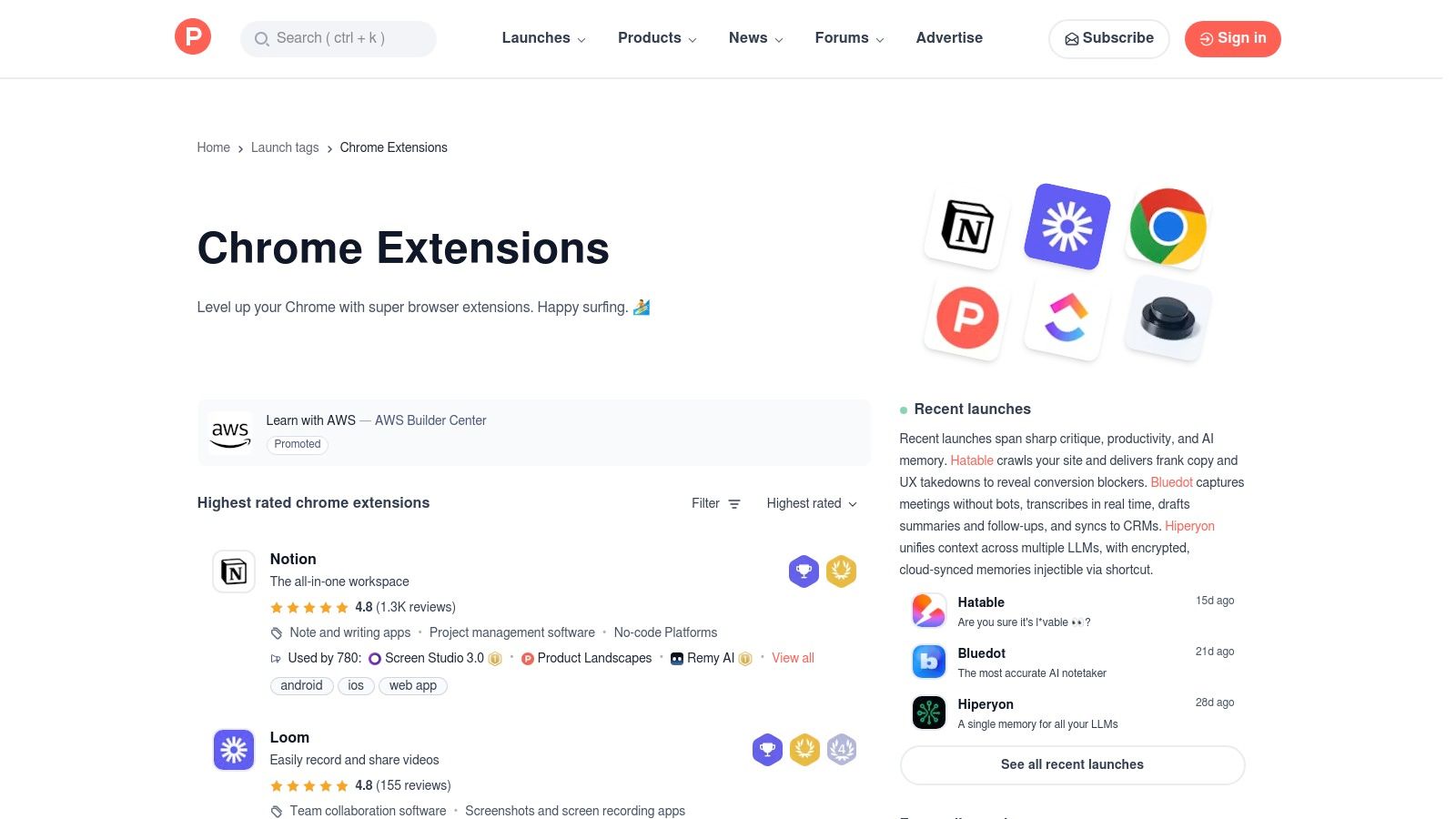 Product Hunt – Chrome Extensions