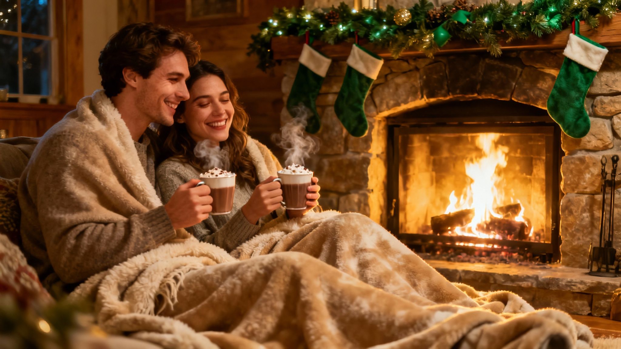 Cozy Fireplace and Hot Cocoa Photo