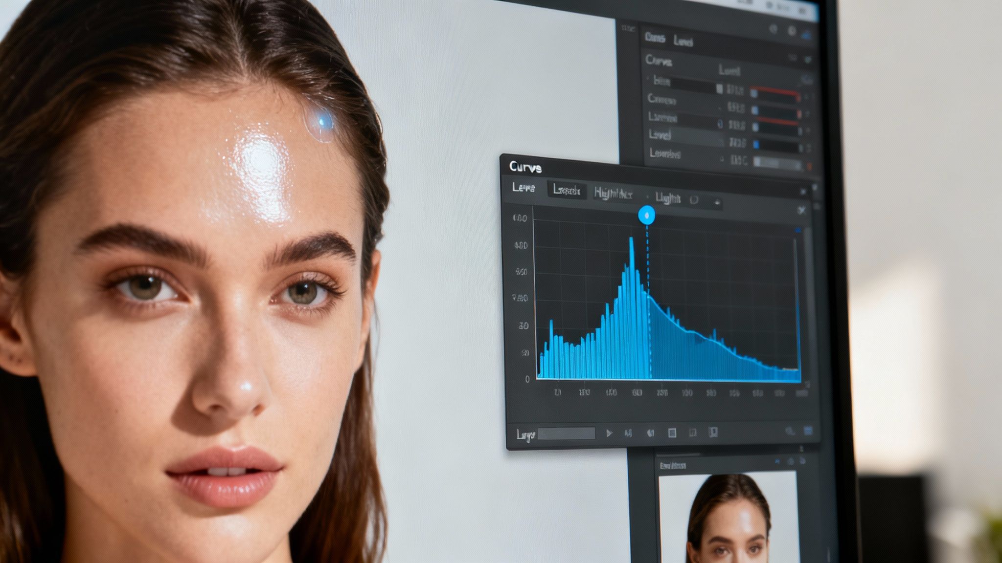 A photographer using a lens hood on their camera to prevent glare from the sun