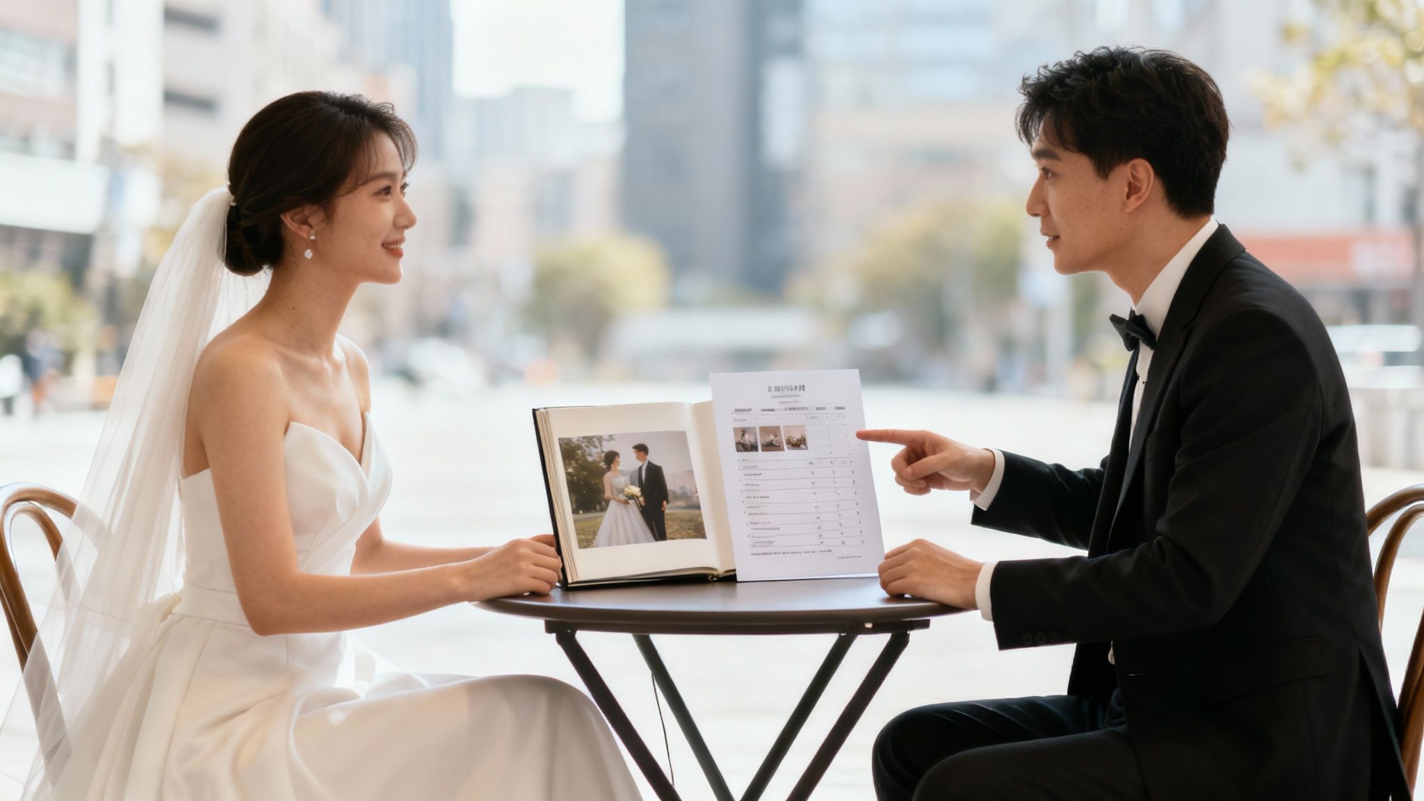A globe with overlayed images of wedding photos from different cultures.