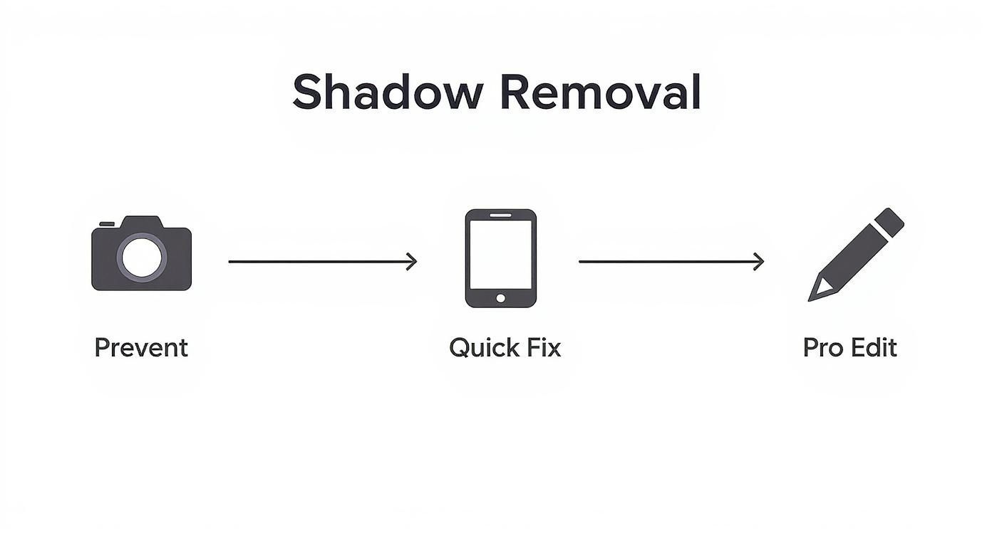 Infographic about how to get rid of shadows in pictures