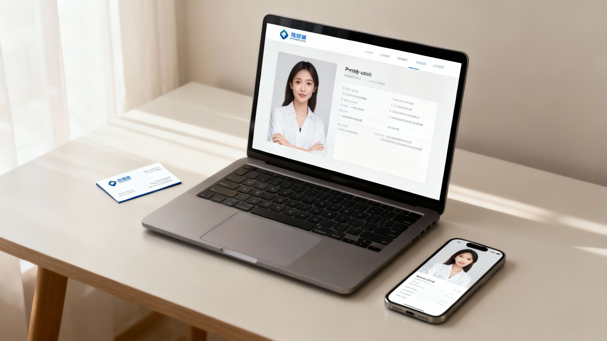 A professional AI-generated headshot of a man smiling in a modern office setting.