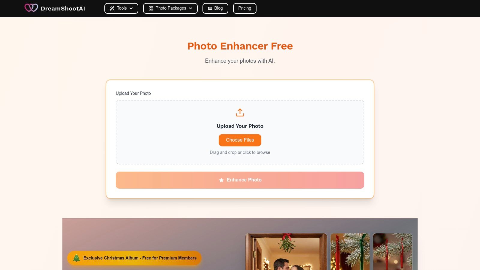 Free Photo Enhancer (DreamShootAI “Magic Upscaler”)