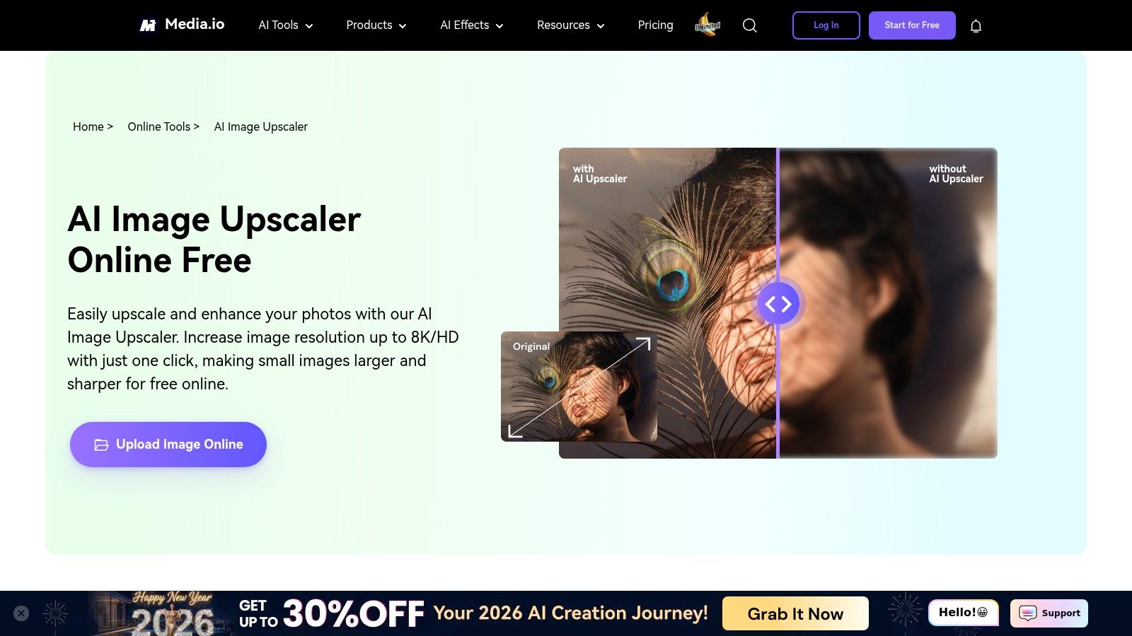 Media.io AI Image Upscaler (by Wondershare)