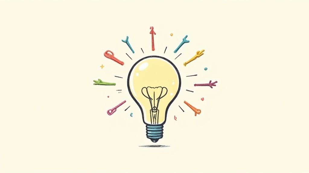 A mind map diagram showing a central idea with branches leading to related concepts, using colors and keywords to organize information.