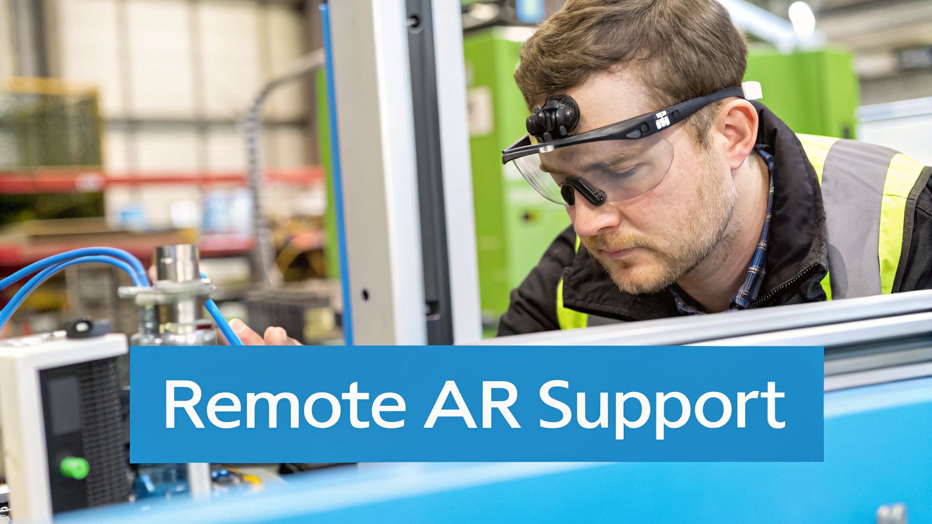 A technician wearing AR glasses gets remote assistance from an expert.
