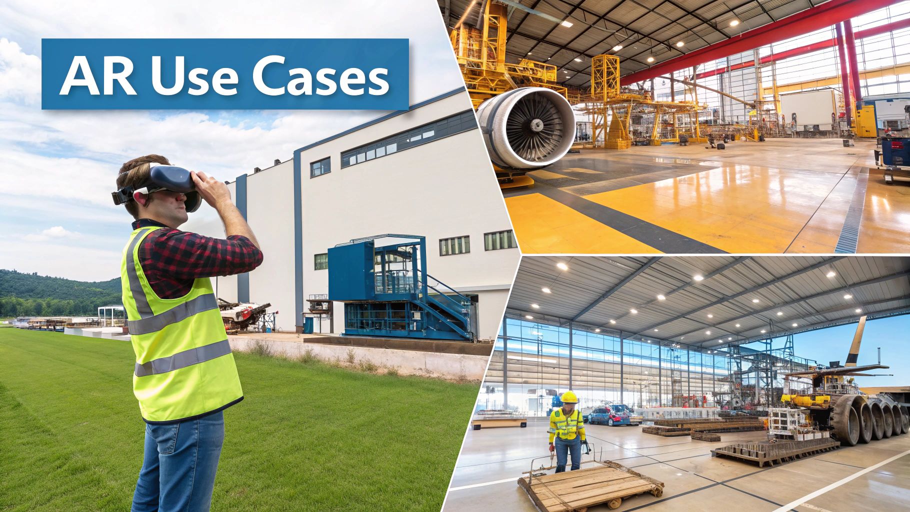 A technician wearing AR glasses to inspect an industrial component