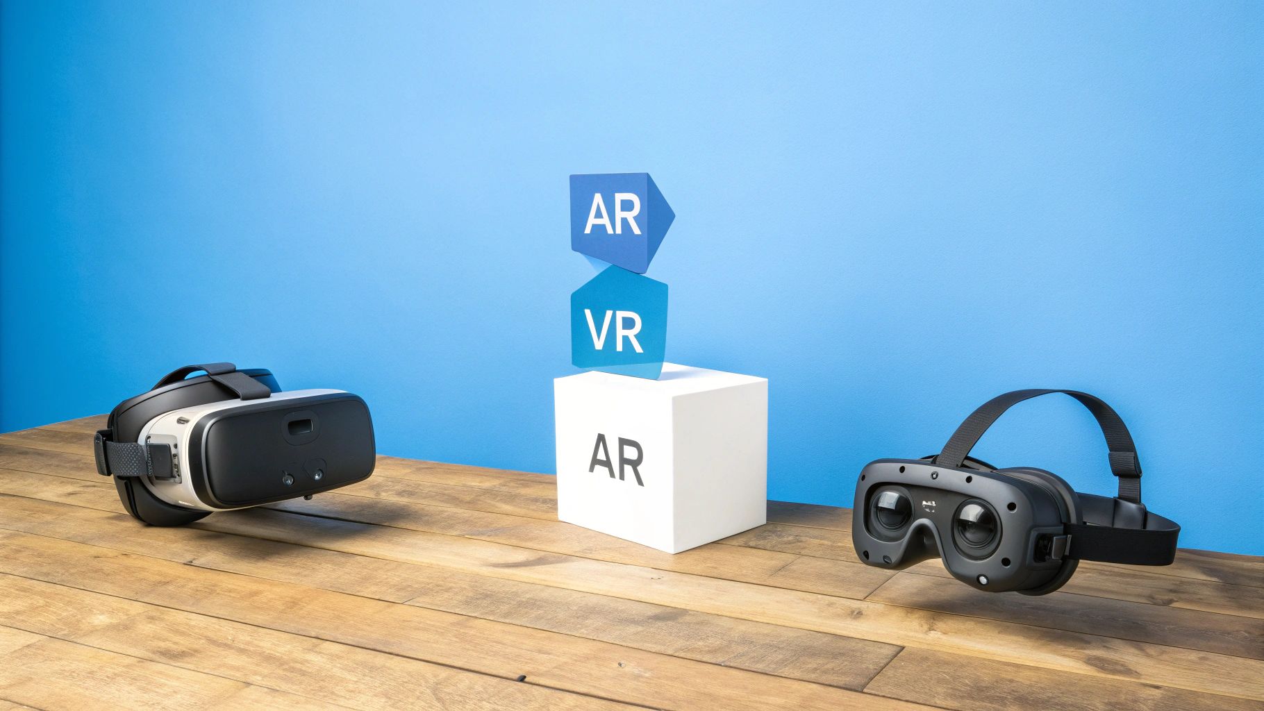 A person using a VR headset to interact with a digital interface.