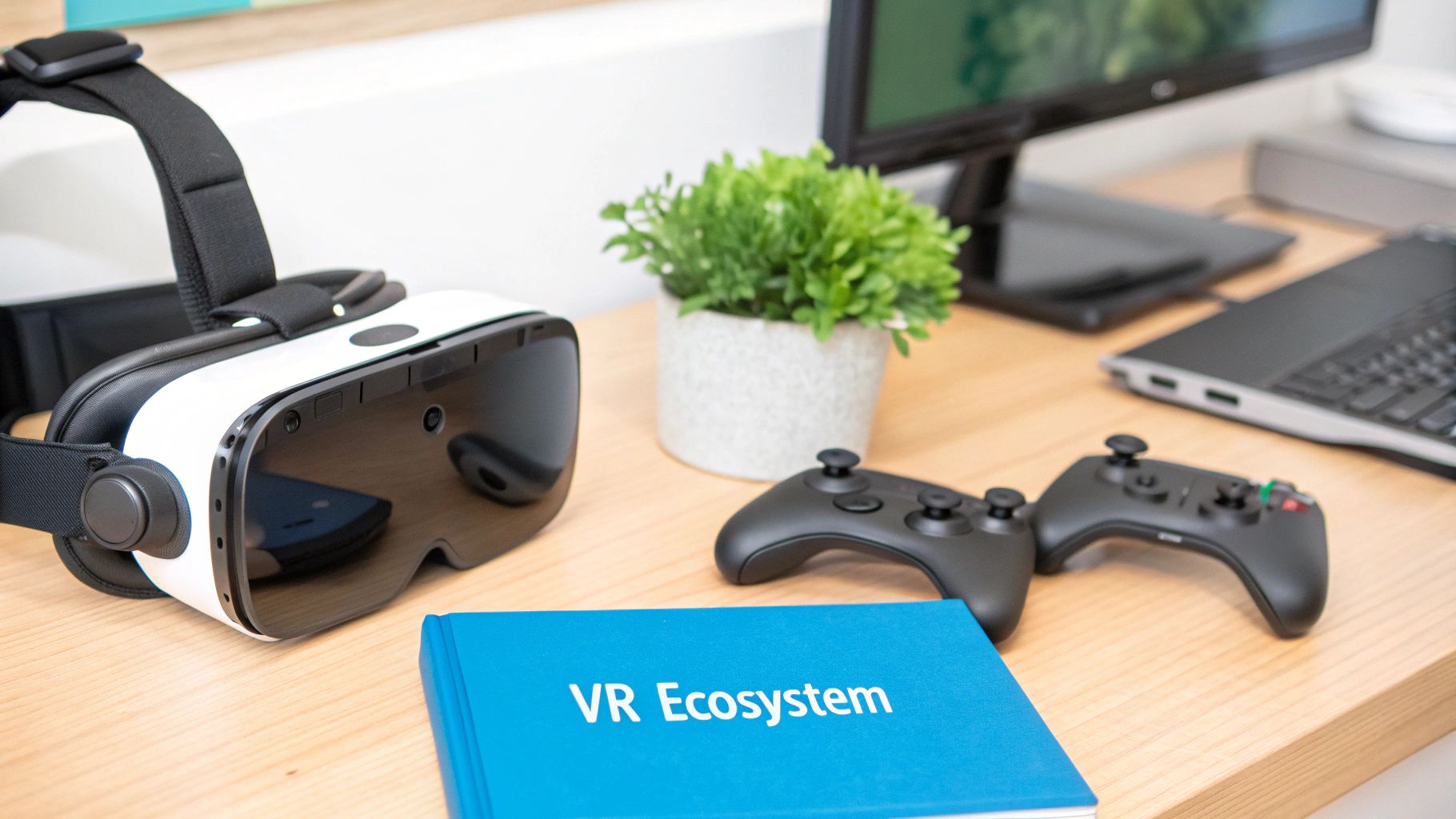 A user immersed in a virtual reality training program, interacting with digital interfaces.