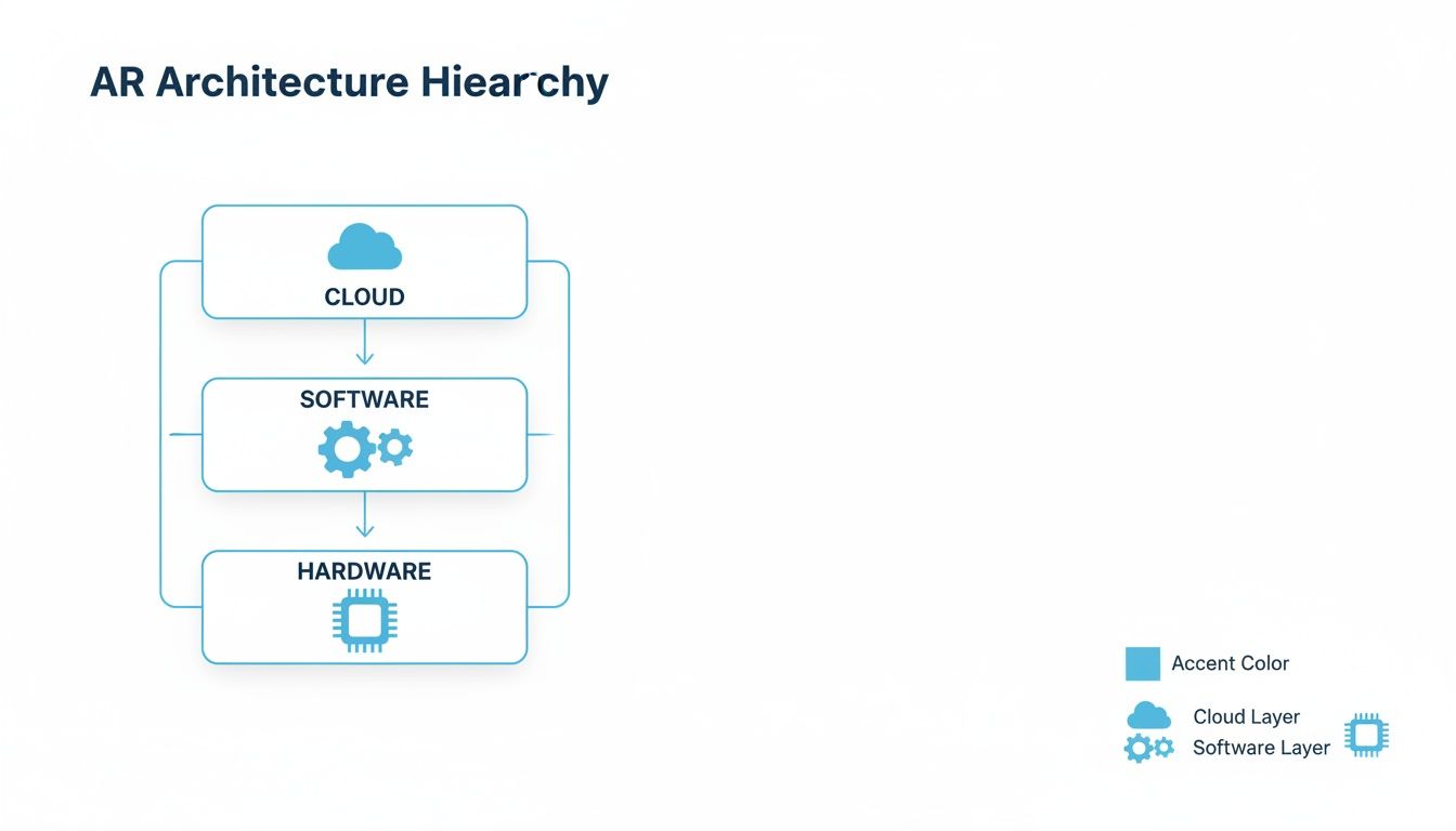 Diagram illustrating the AR Architecture Hierarchy with Cloud, Software, and Hardware layers.