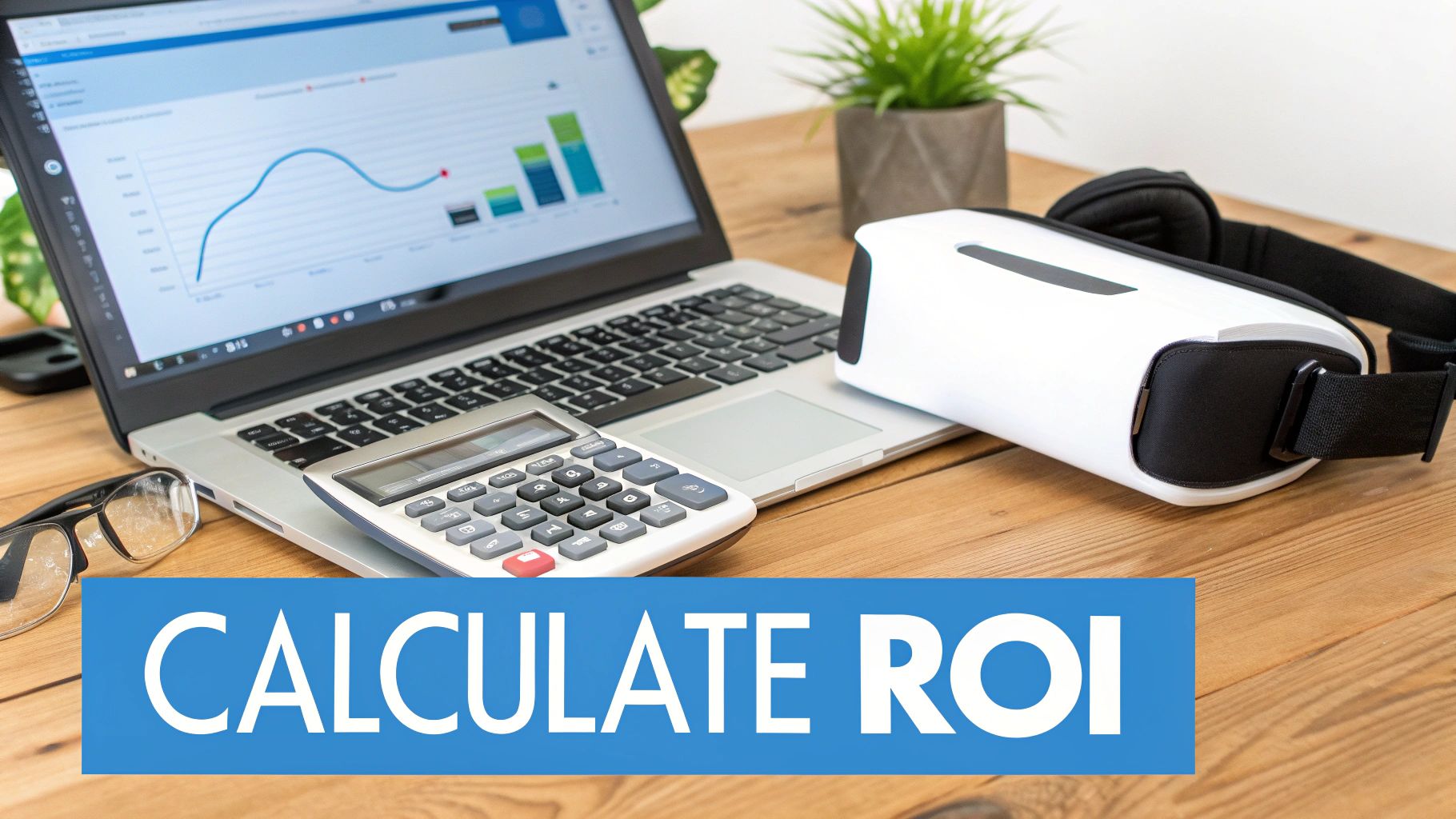 Forklift operator using a modern forklift training system in a warehouse