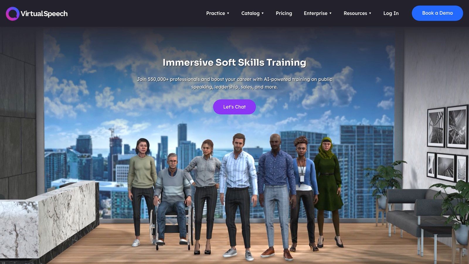VirtualSpeech (soft skills training with VR/AR and AI feedback)