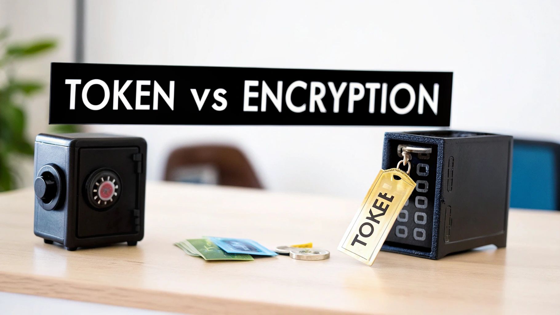 An abstract image representing the concepts of tokenization and encryption