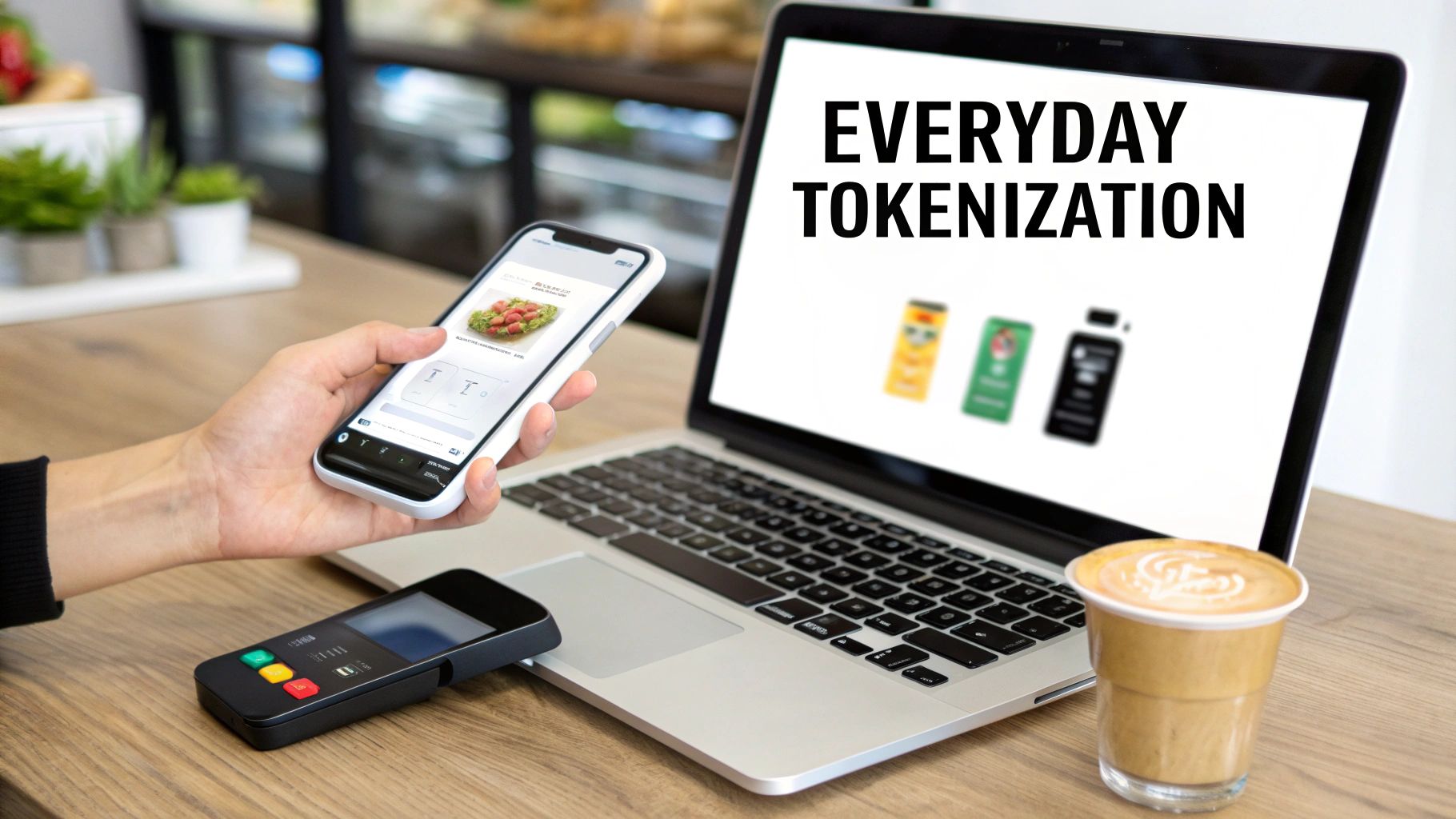 People using mobile wallets and shopping online, illustrating payment tokenization