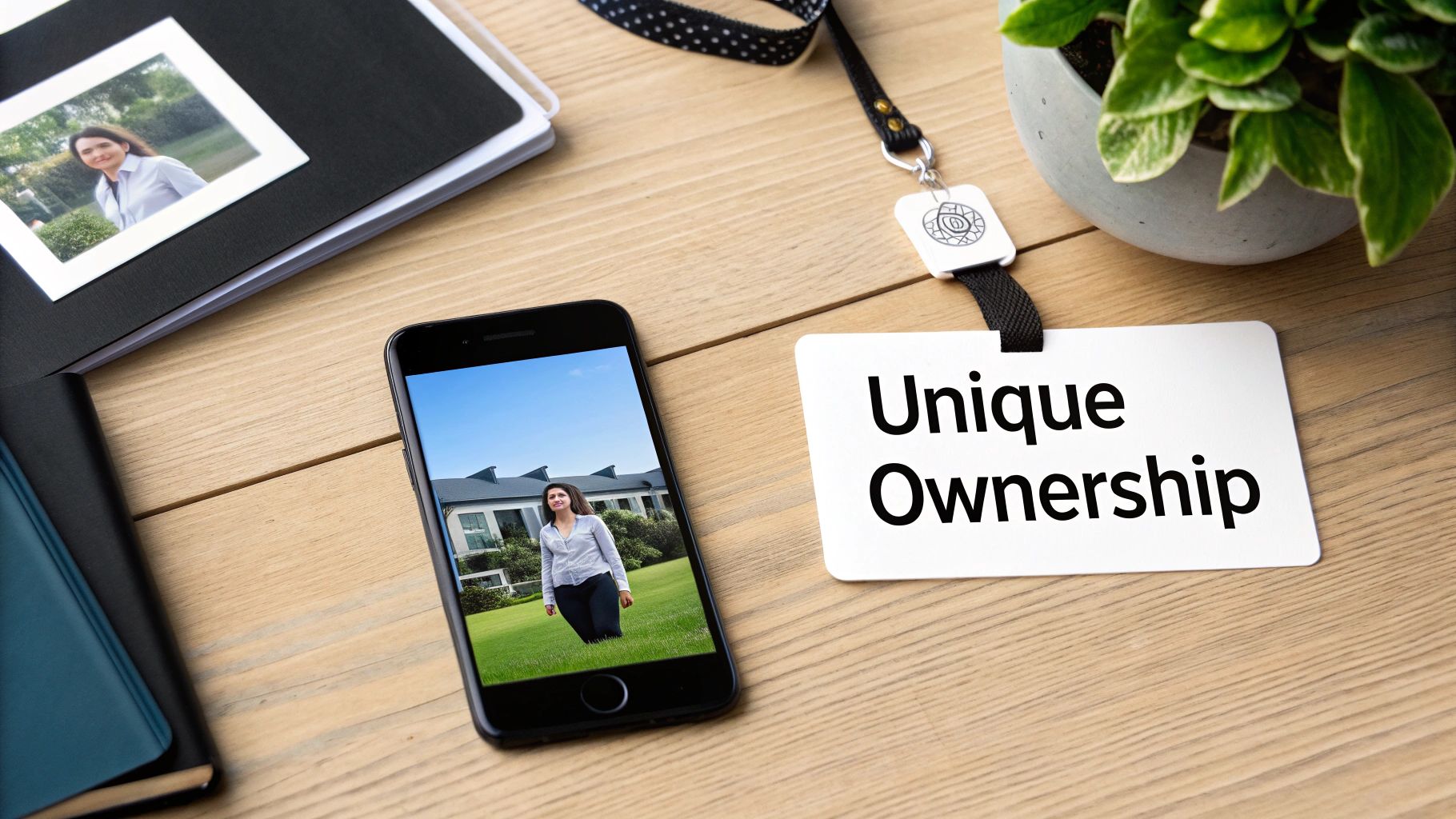 A person interacting with floating digital icons representing various assets like currency and data charts.