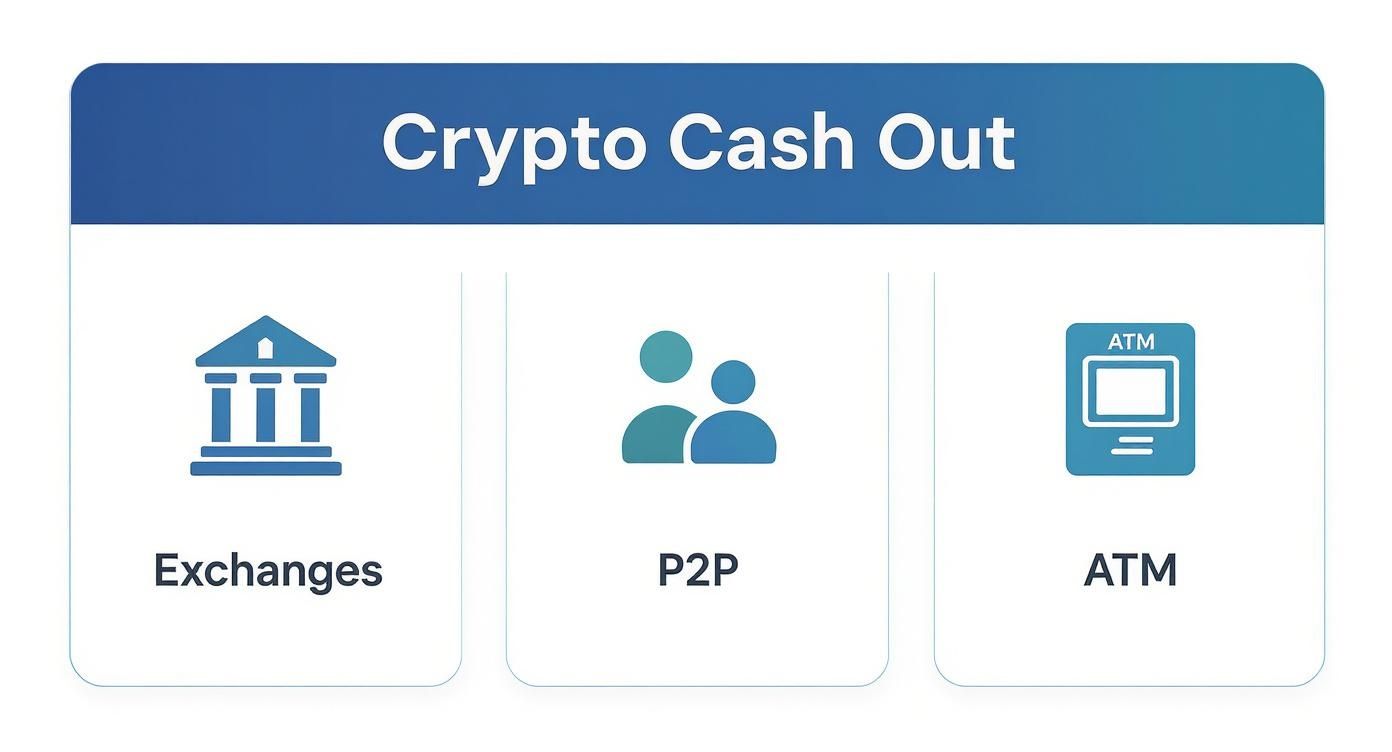 Infographic about how do you cash out on cryptocurrency