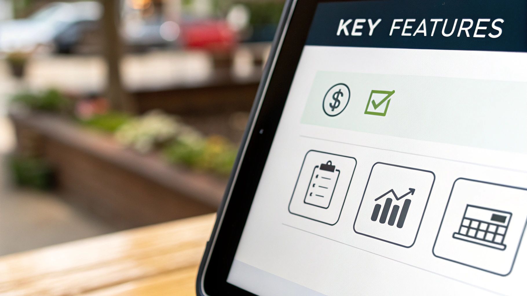 A checklist graphic with icons representing security, multi-coin support, and e-commerce integration.