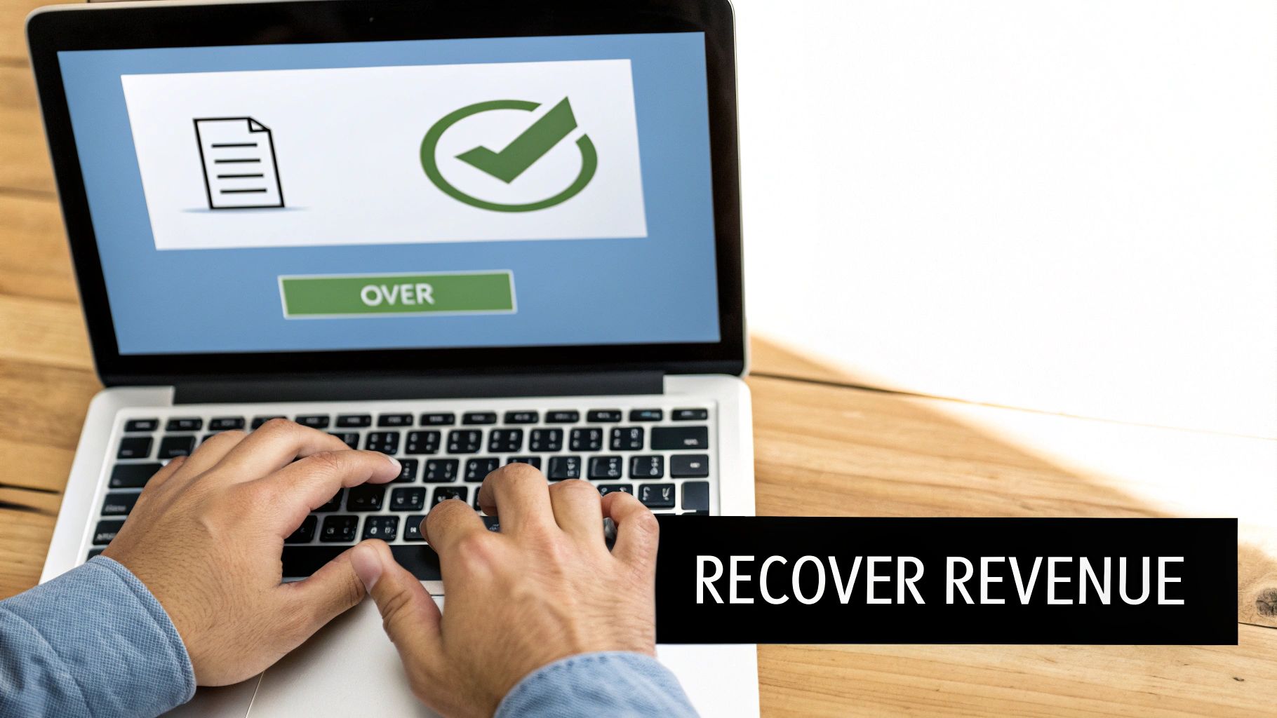 A hand catching coins falling from a leaky faucet, symbolizing revenue recovery from involuntary recovery from involuntary churn.