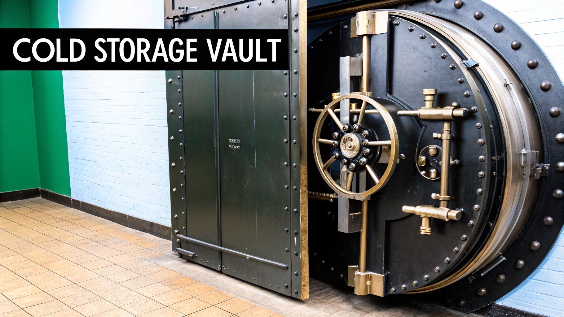 Cryptocurrency coins and a hardware wallet device on a dark background