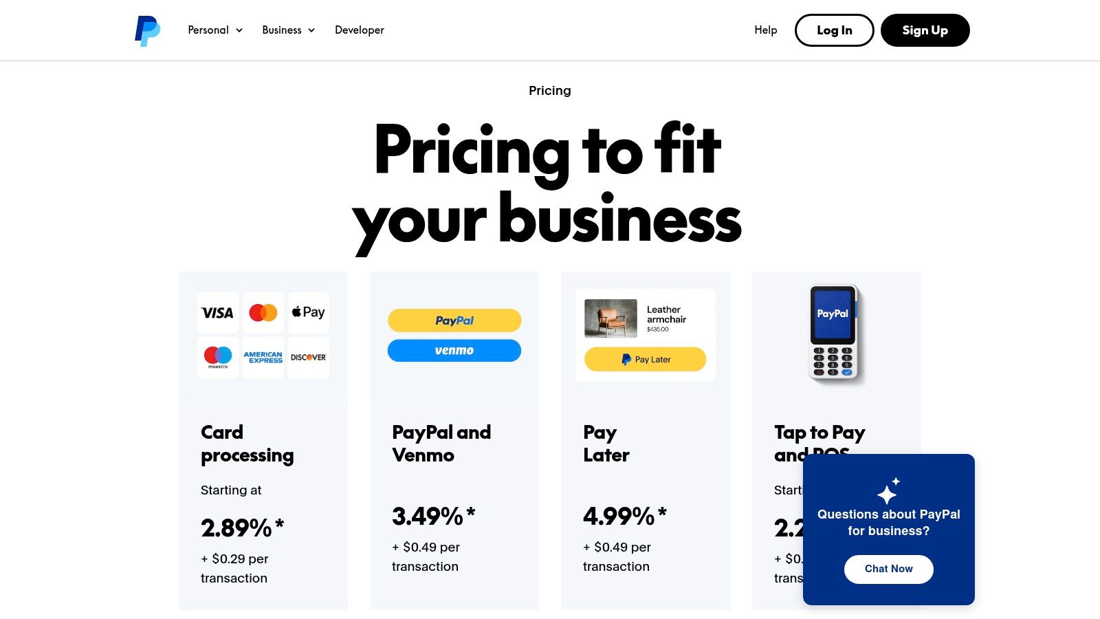 PayPal for Business (including PayPal Checkout, Cards, Venmo)