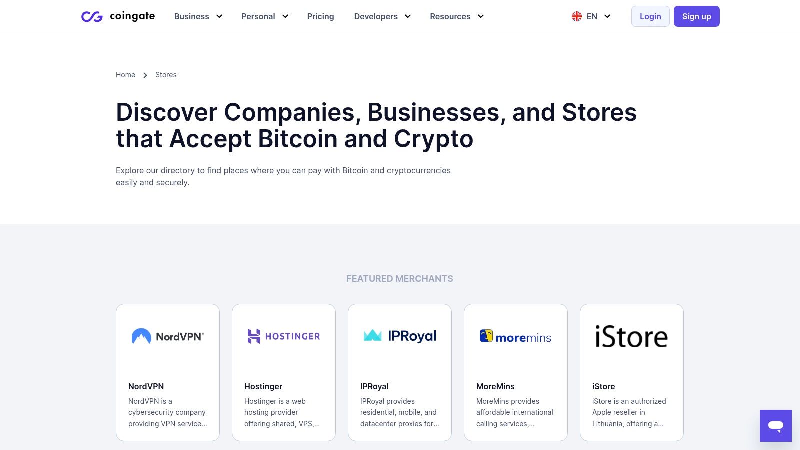 CoinGate Store Directory