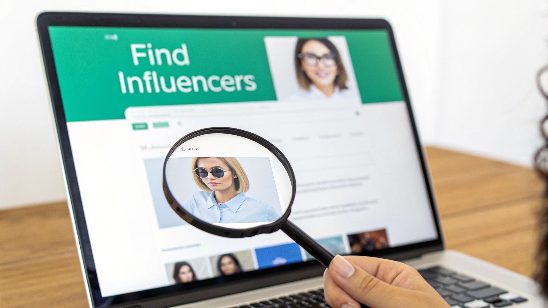 A person analyzing an influencer's Instagram profile on a smartphone.